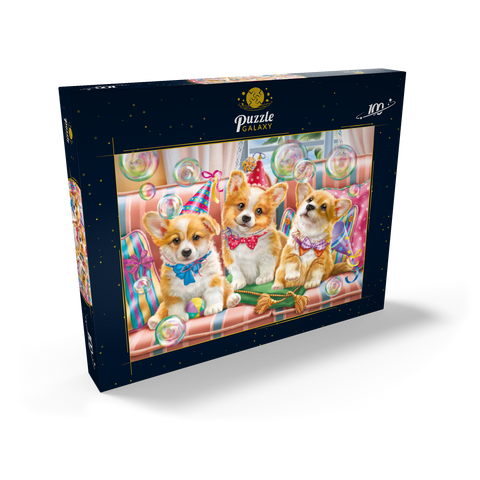 Corgi Puppies at Birthday Party 100 Puzzle Schachtel Ansicht2