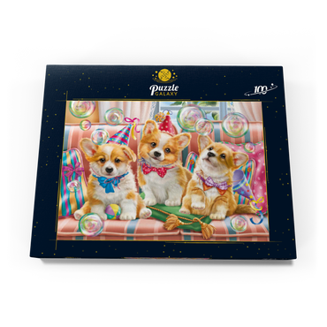 Corgi Puppies at Birthday Party 100 Puzzle Schachtel Ansicht3