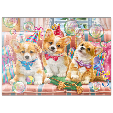 puzzleplate Corgi Puppies at Birthday Party 100 Puzzle