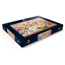 Alternative Darstellung des Puzzle-Motivs Corgi-Welpen im Partyfieber – Puzzleteile: 200