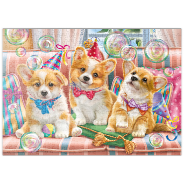 puzzleplate Corgi Puppies at Birthday Party 500 Puzzle