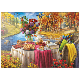 Darstellung des Puzzle-Motivs Herbstliche Teestunde – Puzzleteile: 1000