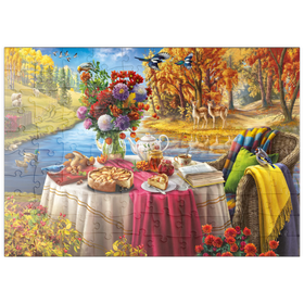 Darstellung des Puzzle Motivs Herbstliche Teestunde - Puzzleteile: 100