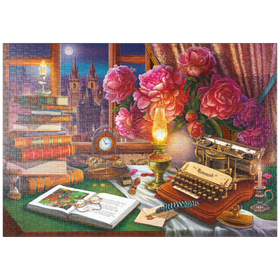 Darstellung des Puzzle-Motivs Schreibkunst in Prag bei Mondschein – Puzzleteile: 1000