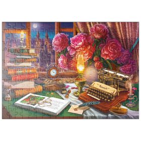 Darstellung des Puzzle Motivs Schreibkunst in Prag bei Mondschein - Puzzleteile: 200