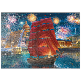 Darstellung des Puzzle Motivs Feuerwerk über dem Hafen - Puzzleteile: 500