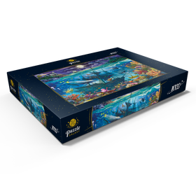 Alternative Darstellung des Puzzle-Motivs Delfine und Wrack bei Mondschein – Puzzleteile: 1000