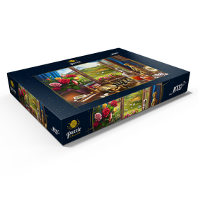 Alternative Darstellung des Puzzle-Motivs Rosen und Schach - Landidylle – Puzzleteile: 1000