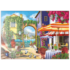 Darstellung des Puzzle Motivs Mediterrane Gassen und Cafés - Puzzleteile: 100