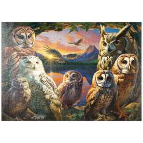 Darstellung des Puzzle-Motivs Mystische Eulenversammlung – Puzzleteile: 1000