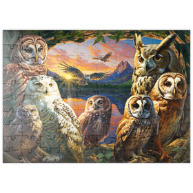 Darstellung des Puzzle Motivs Mystische Eulenversammlung - Puzzleteile: 100
