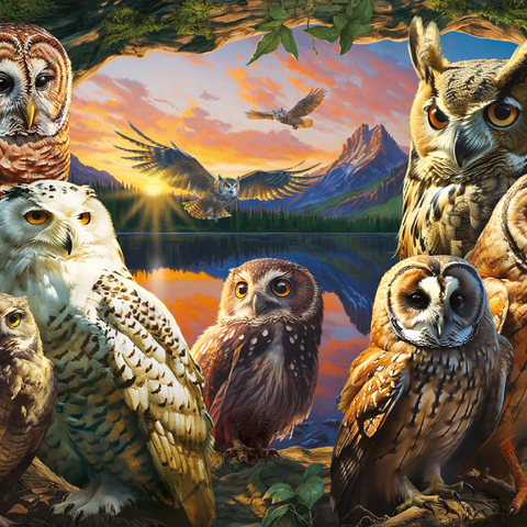 Owls at Sunset 100 Puzzle 3D Modell