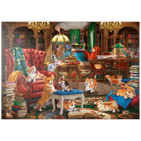 puzzleplate Corgi in the Library 1000 Puzzle