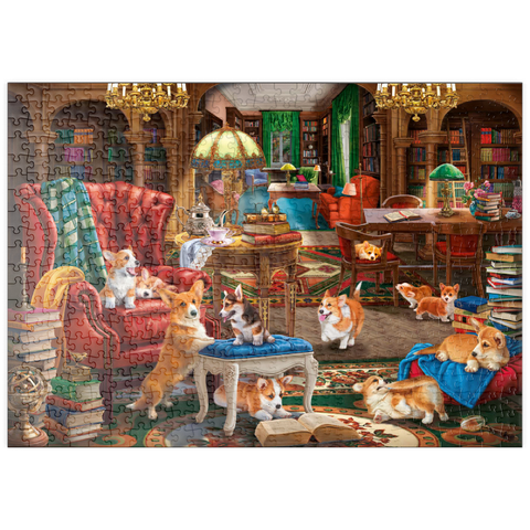 puzzleplate Corgi in the Library 500 Puzzle
