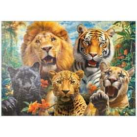 Darstellung des Puzzle Motivs Wildkatzen - Herrscher der Wildnis - Puzzleteile: 1000