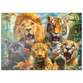 Darstellung des Puzzle Motivs Wildkatzen - Herrscher der Wildnis - Puzzleteile: 100
