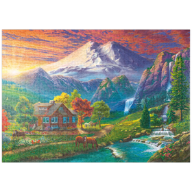 Darstellung des Puzzle Motivs Elbrus bei Sonnenuntergang - Puzzleteile: 1000