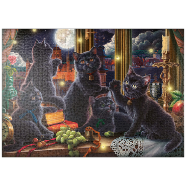 puzzleplate Black Kittens & Fireflies 1000 Puzzle