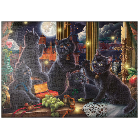 puzzleplate Black Kittens & Fireflies 1000 Puzzle