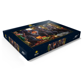 Darstellung des Puzzle Motivs Schwarze Samtpfoten im Mondlicht - Puzzleteile: 100