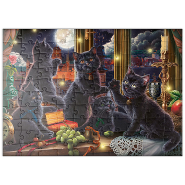 puzzleplate Black Kittens & Fireflies 100 Puzzle