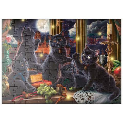 puzzleplate Black Kittens & Fireflies 100 Puzzle