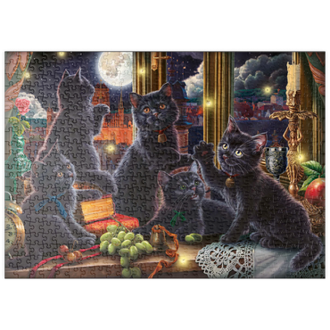puzzleplate Black Kittens & Fireflies 500 Puzzle