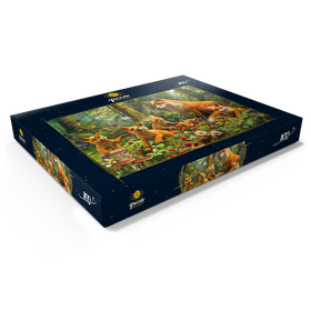 Darstellung des Puzzle Motivs Fuchsfamilie im Zauberwald - Puzzleteile: 100