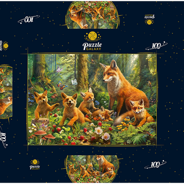 Fox Family 100 Puzzle Schachtel 3D Modell