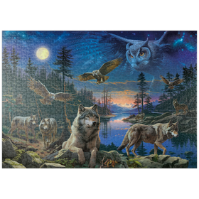 Darstellung des Puzzle-Motivs Nachtwölfe & Eulen – Puzzleteile: 1000