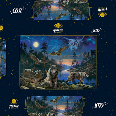 Night Wolves & Owls 1000 Puzzle Schachtel 3D Modell