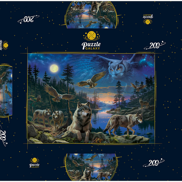 Night Wolves & Owls 200 Puzzle Schachtel 3D Modell