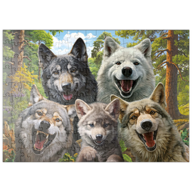 Darstellung des Puzzle Motivs Fröhliches Wolfsrudel - Puzzleteile: 200