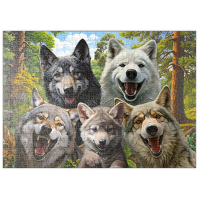 Darstellung des Puzzle Motivs Fröhliches Wolfsrudel - Puzzleteile: 500