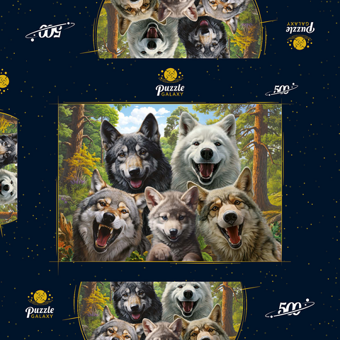 Wolf Selfie 500 Puzzle Schachtel 3D Modell