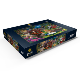 Alternative Darstellung des Puzzle-Motivs Nacht im Gartenparadies, Igel & Kätzchen – Puzzleteile: 1000