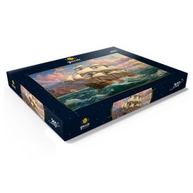 Darstellung des Puzzle Motivs Segelboot in der Morgendämmerung - Puzzleteile: 200