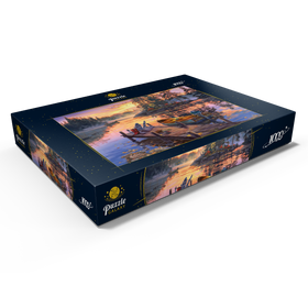 Darstellung des Puzzle Motivs Sonnenuntergang am Bootssteg - Puzzleteile: 1000