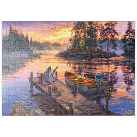 Darstellung des Puzzle Motivs Sonnenuntergang am Bootssteg - Puzzleteile: 200