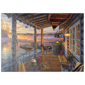 Darstellung des Puzzle Motivs Fischerparadies im Morgengrauen - Puzzleteile: 100