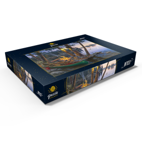 Alternative Darstellung des Puzzle-Motivs Abendliches Lagerfeuer am Seeufer – Puzzleteile: 1000