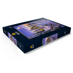 Darstellung des Puzzle Motivs Schneemann begrüßt den Weihnachtsmann - Puzzleteile: 100