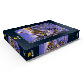 Darstellung des Puzzle Motivs Schneemann begrüßt den Weihnachtsmann - Puzzleteile: 500