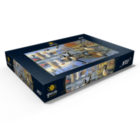 Darstellung des Puzzle Motivs Gänse und Rehe im Morgenlicht - Puzzleteile: 1000