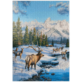 Darstellung des Puzzle-Motivs Frostiger Morgen in den Bergen – Puzzleteile: 1000