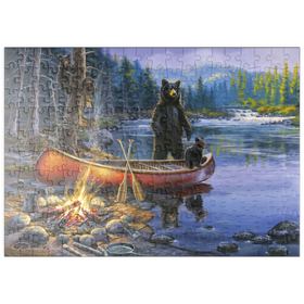 Darstellung des Puzzle-Motivs Bärige Entdeckungsreise am See – Puzzleteile: 200