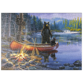 Darstellung des Puzzle Motivs Bärige Entdeckungsreise am See - Puzzleteile: 500