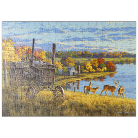 Darstellung des Puzzle Motivs Der alte Traktor und die Hirsche - Puzzleteile: 200