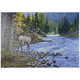 Darstellung des Puzzle Motivs Frostiger Atem am Flusslauf - Puzzleteile: 1000