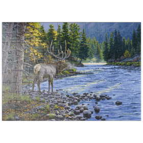 Darstellung des Puzzle Motivs Frostiger Atem am Flusslauf - Puzzleteile: 100